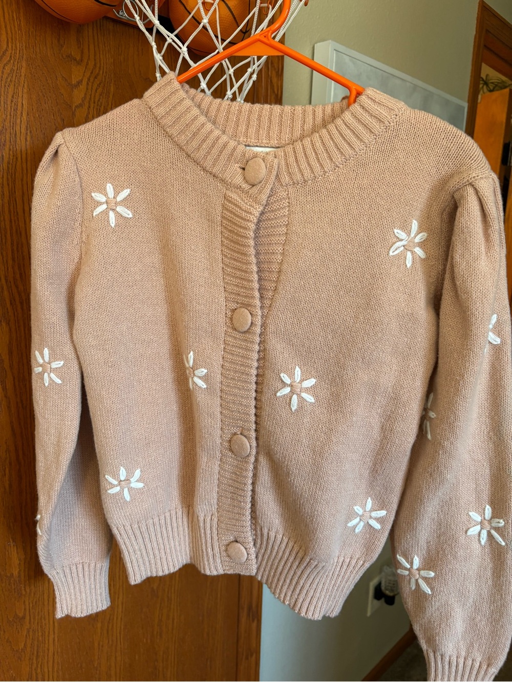Sadie & Sage Blush Pink Daisy Embroidered Cardigan